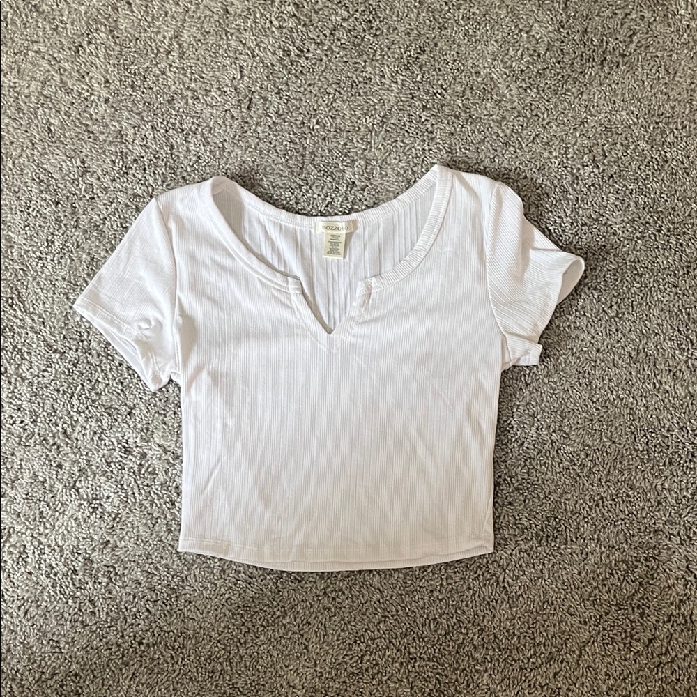 T.J.Maxx White V-Neck Crop Top